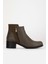 Kadın Deri Nubuk Detaylı Kısa Topuklu Bilek Bot - Haki 3