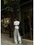 Lymens Fashion Bel Bağcıklı Parlak Gümüş Palazzo Pantolon - Göz Alıcı Tasarım 5