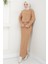 Çoban Dikişli Hırka ve Jile Triko Takım Camel HM2613 1