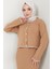 Çoban Dikişli Hırka ve Jile Triko Takım Camel HM2613 2