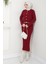 Çoban Dikişli Hırka ve Jile Triko Takım Bordo HM2613 2
