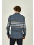 Erkek Slim Fit Ince Blok Desenli Pamuklu Uzun Kol Gömlek 1100 Indigo Kahve 4
