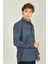 Erkek Slim Fit Blok Desenli Pamuklu Uzun Kol Gömlek 1200 Indigo Mavi 2