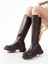 Bayan ÇIZME812-305 Kahve Arkası Streç Fermuarlı Günlük Kadın Çizme 2