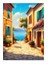 Akdeniz Kasabası ve Renkli Evler Model Ahşap Tablo 25CMX 35CM 1