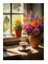 Pencere Kenarında Çay Dekoratif Ahşap Tablo 35CM X50CM 1