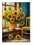 Ayçiçeklerle Dolmuş Oda Model Ahşap Tablo 25CMX 35CM 1