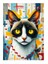 Renkli Kedi Portresi Art Mdf Poster 25CMX 35CM 1