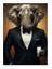 Şık Takımlı Fil ve Rakı Art Mdf Poster 18CM x 27CM 1