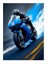 Mavi Motor Hızcısı Art Mdf Poster 25CMX 35CM 1