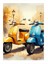 Renkli Scooter ve Sokak Hediyelik Ahşap Tablo 25CMX 35CM 1