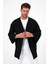 Bohem Siyah Düz Kimono Oversize 2 Iplik Kumaş 3