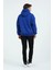 Unisex Oversize Kapüşonlu Içi Polarlı 3 Iplik Kalp Rhinestone Taş Baskılı Pamuklu Mavi Sweatshirt 3