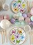 8 Kişilik Pastel Kelebek Çiçek Tema Kullan At Karton Popcorn Mısır Kutusu- Tabak-Bardak-Çatal Kaşık Bıçak Parti Seti 6