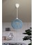 Mavi Sarkıt Top Avize, Ahşap Detaylar, 20x65 cm, Şık ve Modern Tasarım 1