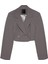 Kruvaze Crop Blazer Ceket Antrasit 1