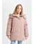 Kız Çocuk Çıkarılabilir Suni Kürk Yaka Kapüşonlu Parka C8515A824AU 4