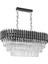 Şık 75x35 cm Kristal Taşlı 3 Katlı Yemek Masası Üstü Avize 6'lı Siyah-Krom 2