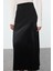 Kadın Moda Stil Midi Astarsız Örme Tesettür Saten Detaylı Örme Etek 1