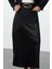 Kadın Moda Stil Midi Astarsız Örme Tesettür Saten Detaylı Örme Etek 2