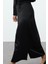 Kadın Moda Stil Midi Astarsız Örme Tesettür Saten Detaylı Örme Etek 3