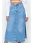 Kadın Moda Stil Maxi Astarsız Denim Yırtmaçlı Yüksek Bel Maxi Denim Etek 3