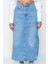 Kadın Moda Stil Maxi Astarsız Denim Yırtmaçlı Yüksek Bel Maxi Denim Etek 5