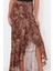 Kadın Moda Stil Uzun Astarsız Dokuma Hayvan Desenli Maxi Dokuma Volanlı Etek 2