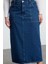 Kadın Moda Stil Midi Astarsız Denim Büyük Beden More Sustainable Cep Detaylı Midi Denim Etek 4