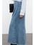 Kadın Moda Stil Maxi Astarsız Denim Dikiş Detaylı Yüksek Bel Maxi Denim Etek 2