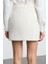 Kadın Moda Stil Mini Astarsız Dokuma Düğmeli Tüvit Kumaş Mini Dokuma Etek 5