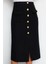Kadın Moda Stil Midi Astarsız Dokuma Tüvit Kumaş Düğme Detaylı Midi Dokuma Etek 1