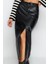Kadın Moda Stil Maxi Astarsız Örme Yırtmaçlı Suni Deri Yüksek Bel Maxi Örme Etek 4