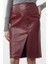 Kadın Moda Stil Midi Astarsız Dokuma Limited Edition Suni Yılan Derisi Yırtmaç Detaylı Dokuma Etek 2