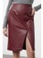 Kadın Moda Stil Midi Astarsız Dokuma Limited Edition Suni Yılan Derisi Yırtmaç Detaylı Dokuma Etek 3