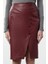 Kadın Moda Stil Midi Astarsız Dokuma Limited Edition Suni Yılan Derisi Yırtmaç Detaylı Dokuma Etek 5