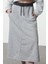 Kadın Moda Stil Maxi Astarsız Örme Paraşüt Detaylı Lastik Bel Relaxed Rahat Kalıp Midi Etek 3