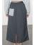 Kadın Moda Stil Maxi Astarsız Örme Paraşüt Detaylı Lastik Bel Relaxed Rahat Kalıp Midi Etek 5