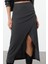 Kadın Moda Stil Midi Astarsız Örme Kruvaze Dokulu Büzgü Drape Detaylı Midi Etek 2