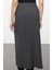 Kadın Moda Stil Midi Astarsız Örme Kruvaze Dokulu Büzgü Drape Detaylı Midi Etek 5
