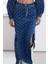 Kadın Moda Stil Midi Astarsız Denim Limited Edition Dokulu Kumaş Maxi Denim Etek 1