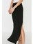 Kadın Moda Stil Maxi Astarsız Örme Yırtmaç Detaylı Vücuda Oturan Yüksek Bel Fitilli Esnek Örme Etek 1