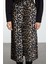 Kadın Moda Stil Maxi Astarsız Dokuma Animal Leopar Desenli Önden Yırtmaçlı Maxi Boy Dokuma Etek 1