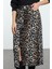 Kadın Moda Stil Maxi Astarsız Dokuma Animal Leopar Desenli Önden Yırtmaçlı Maxi Boy Dokuma Etek 2