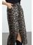 Kadın Moda Stil Maxi Astarsız Dokuma Animal Leopar Desenli Önden Yırtmaçlı Maxi Boy Dokuma Etek 3