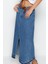 Kadın Moda Stil Maxi Astarsız Denim Yırtmaçlı Maxi Denim Etek 3