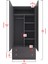 Çocuk Odası 2 Kapaklı Bamboo Gardırop 5 Raflı 2 Çekmeceli Askılı Elbise Dolabı 5
