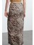 Kadın Moda Stil Maxi Astarsız Örme Kahverengi Leopar Animal Baskılı Beli Lastikli Maxi Kalem Etek 5