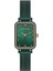 DK.1.AG1341.08 Hasır Kordon Dikdörtgen Kasa Minimal Taşlı Tasarım Yeşil Renk Kadın Kol Saati 1