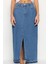 Modern Tarz Astarsız Denim Maxi Boy Yırtmaçlı Maxi Denim Etek 2